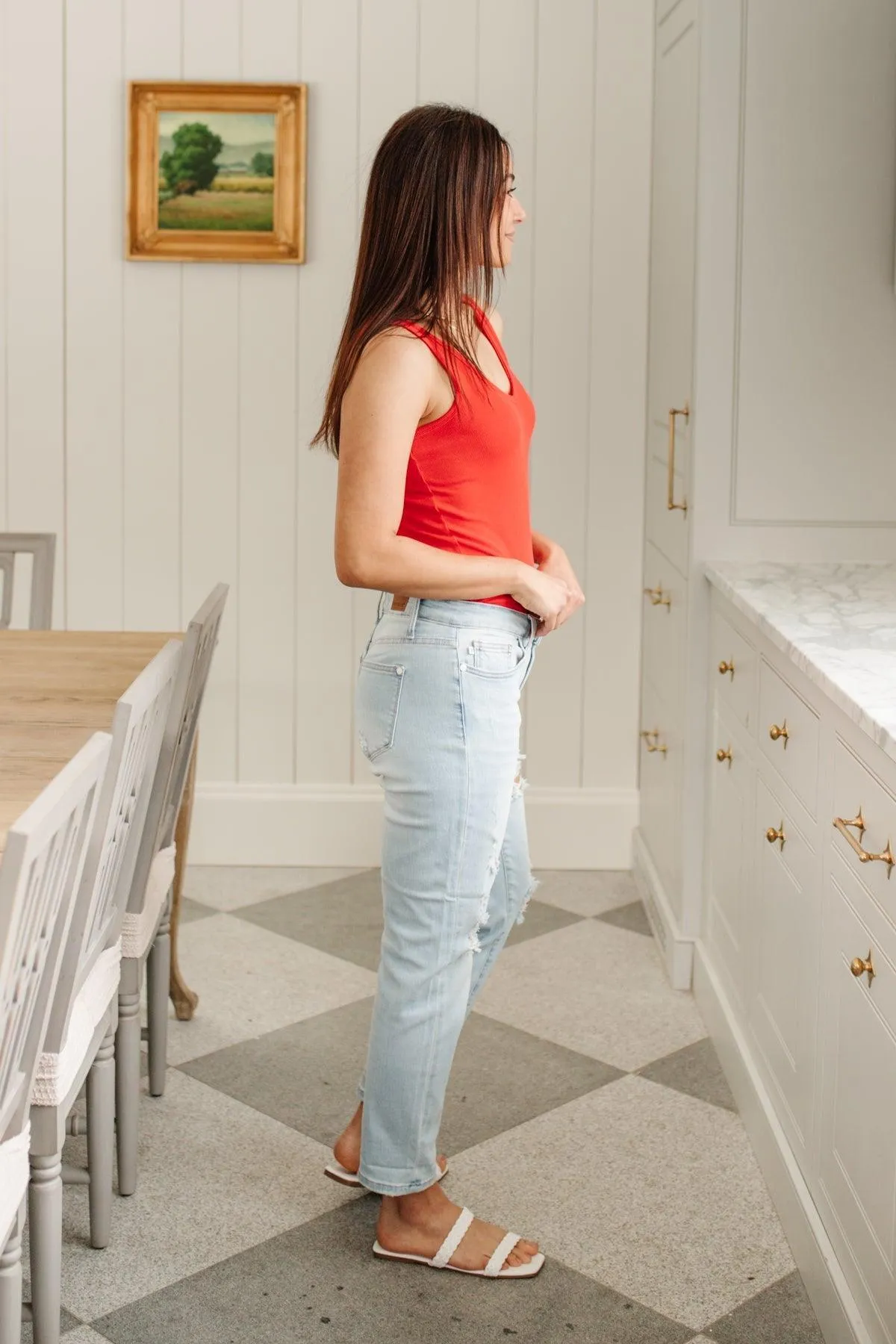 Hazel Blues® | Super Light Destroyed Boyfriend Jeans
