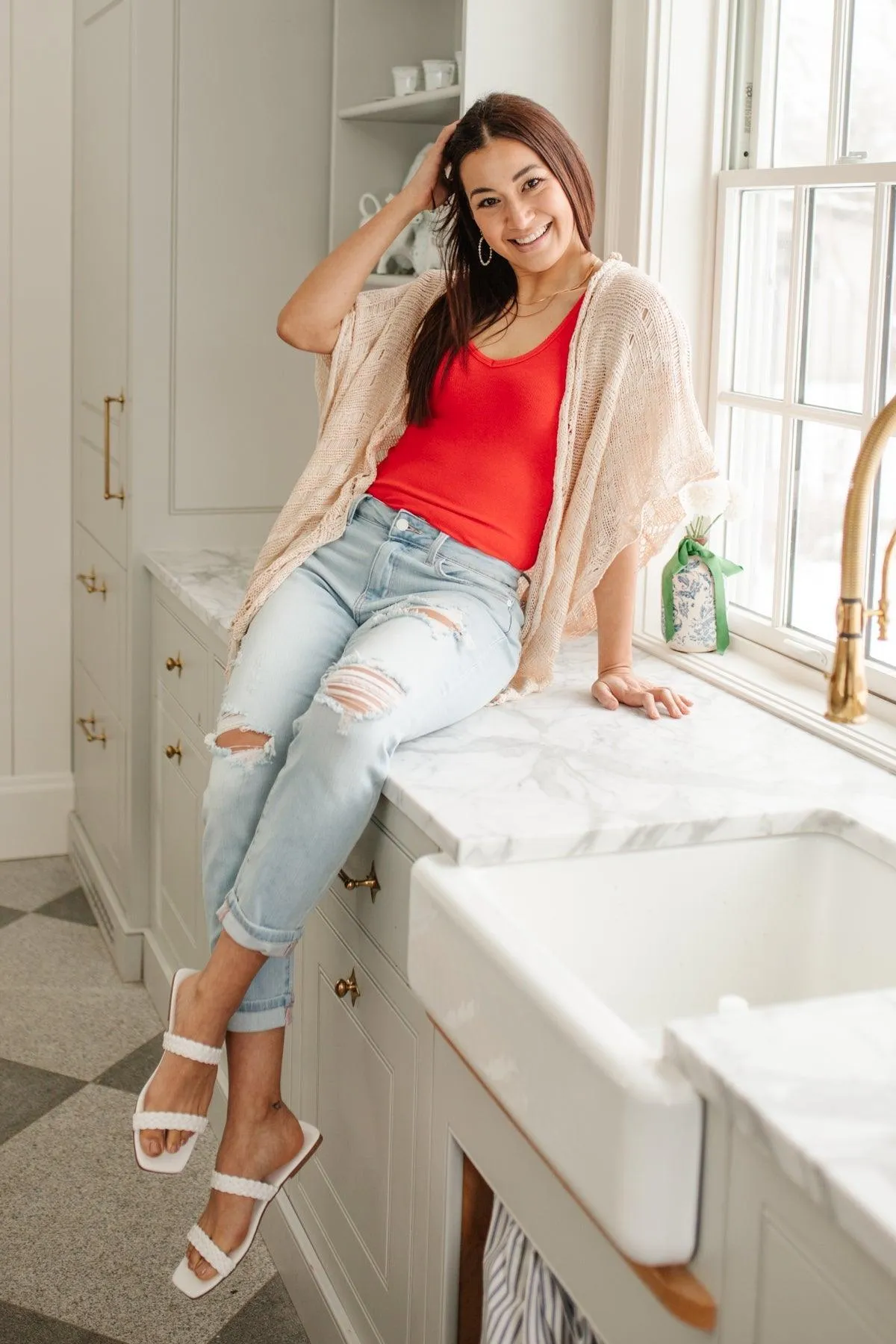 Hazel Blues® | Super Light Destroyed Boyfriend Jeans