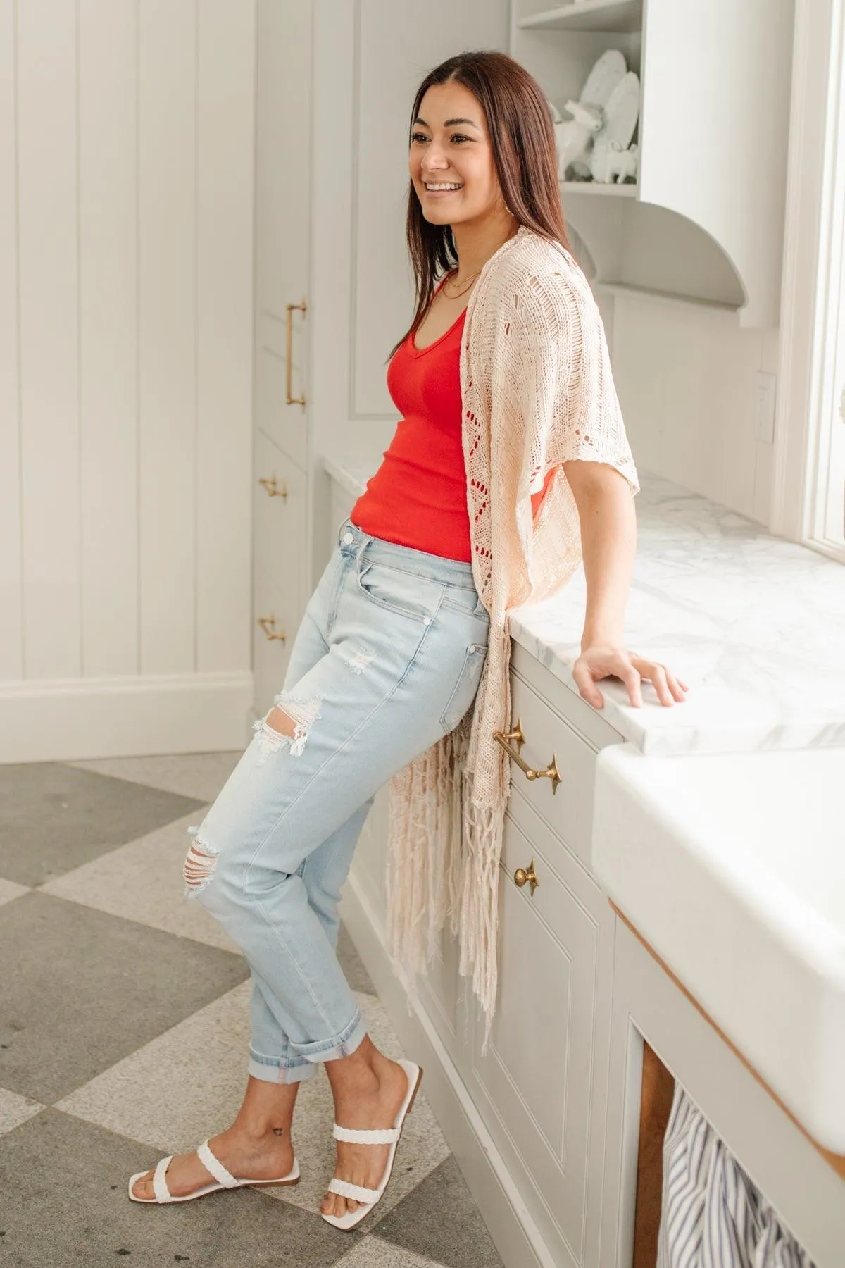 Hazel Blues® | Super Light Destroyed Boyfriend Jeans