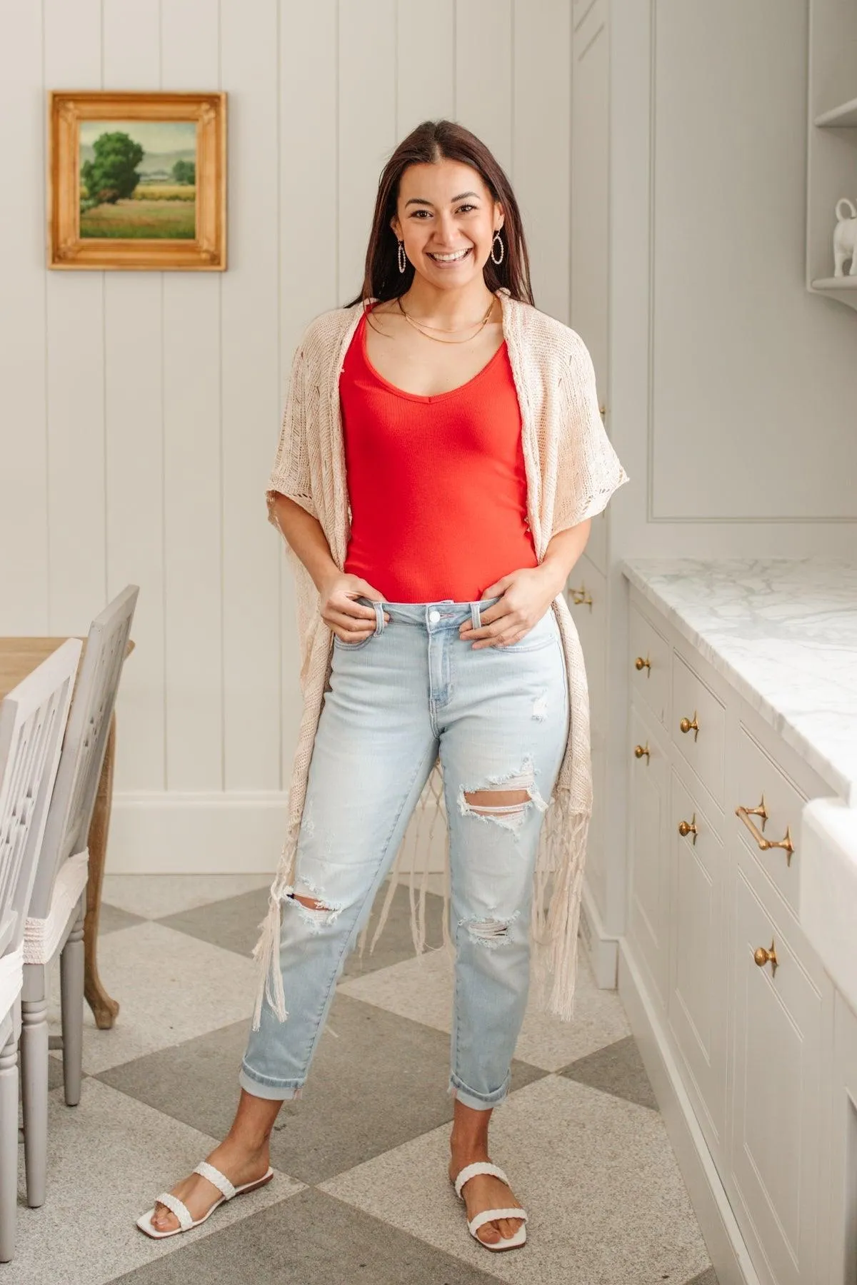 Hazel Blues® | Super Light Destroyed Boyfriend Jeans
