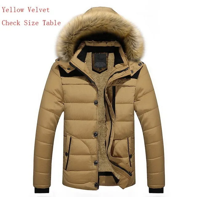 High Quality Men Down Jacket Brand Clothing Casual Warm Hooded Fur Collar Coats Winter Jackets PARKAS