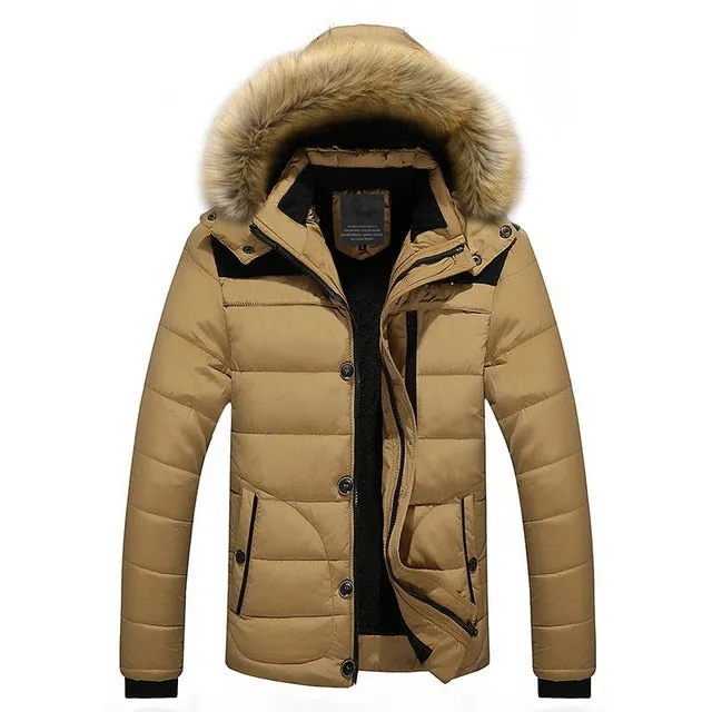 High Quality Men Down Jacket Brand Clothing Casual Warm Hooded Fur Collar Coats Winter Jackets PARKAS