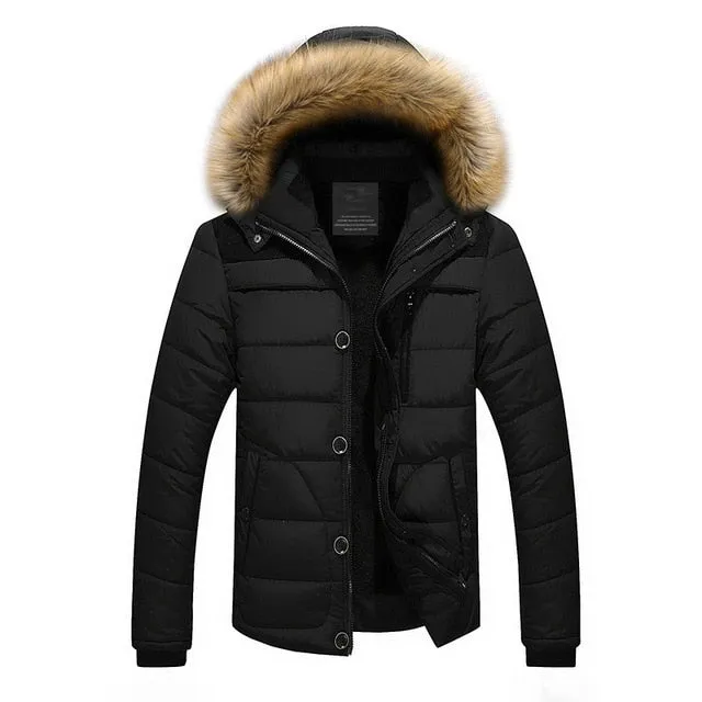 High Quality Men Down Jacket Brand Clothing Casual Warm Hooded Fur Collar Coats Winter Jackets PARKAS