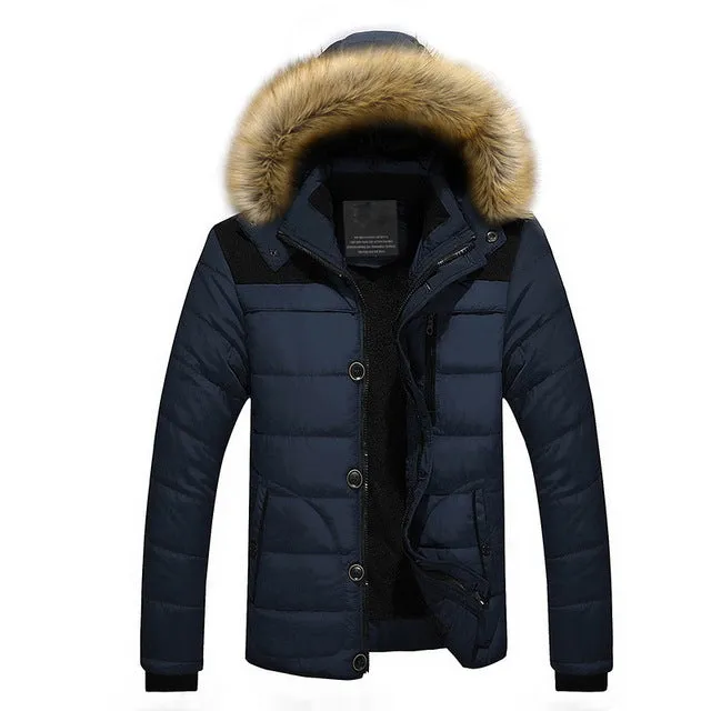 High Quality Men Down Jacket Brand Clothing Casual Warm Hooded Fur Collar Coats Winter Jackets PARKAS