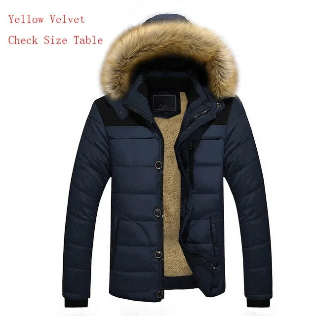 High Quality Men Down Jacket Brand Clothing Casual Warm Hooded Fur Collar Coats Winter Jackets PARKAS