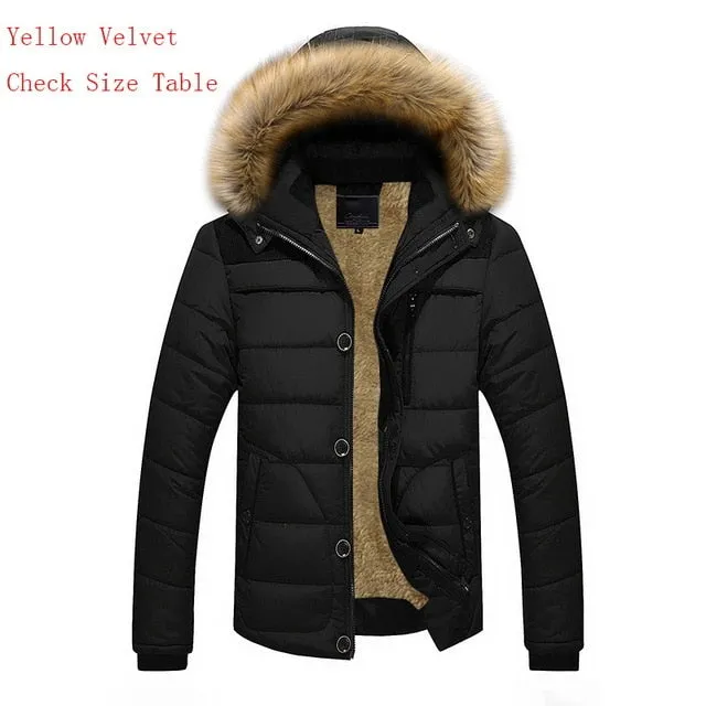 High Quality Men Down Jacket Brand Clothing Casual Warm Hooded Fur Collar Coats Winter Jackets PARKAS