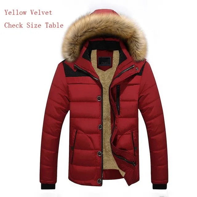 High Quality Men Down Jacket Brand Clothing Casual Warm Hooded Fur Collar Coats Winter Jackets PARKAS