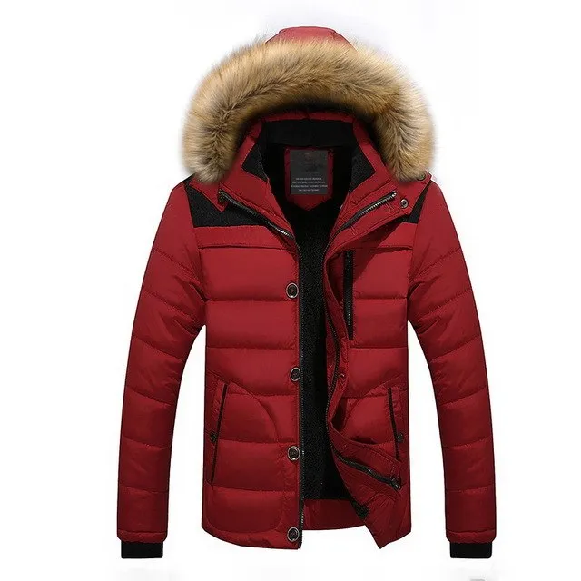 High Quality Men Down Jacket Brand Clothing Casual Warm Hooded Fur Collar Coats Winter Jackets PARKAS