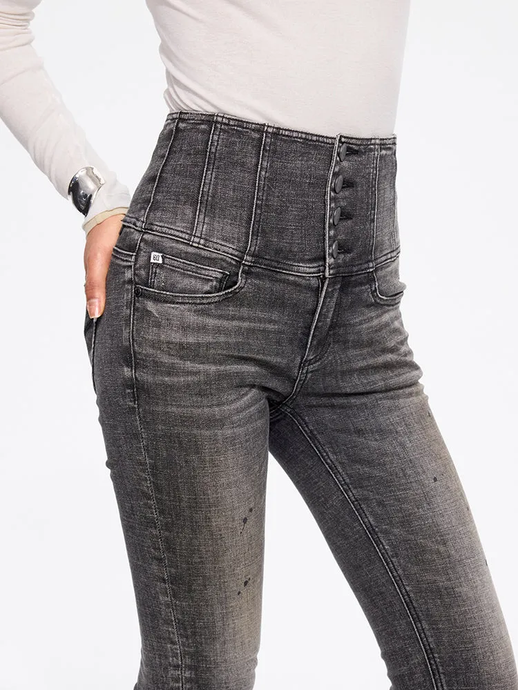 High Waisted Slim-Fit Jeans-GLENDA