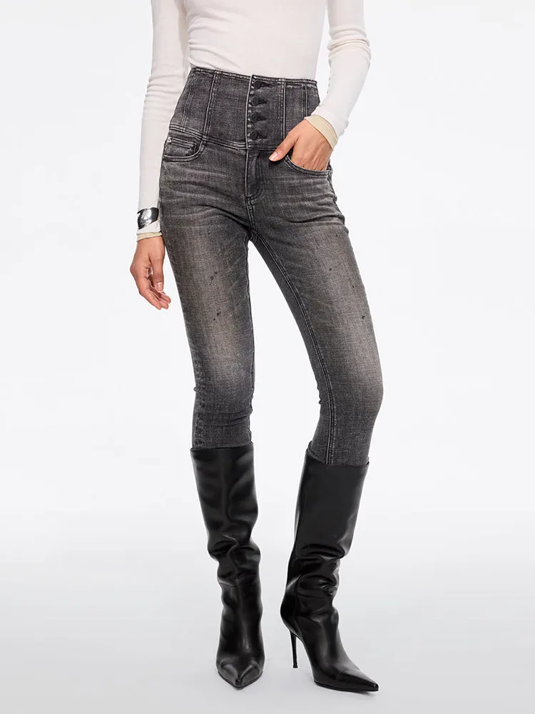 High Waisted Slim-Fit Jeans-GLENDA