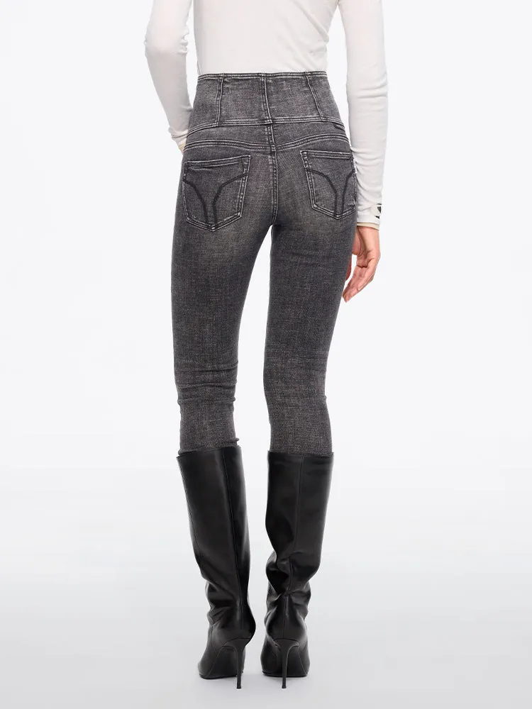 High Waisted Slim-Fit Jeans-GLENDA