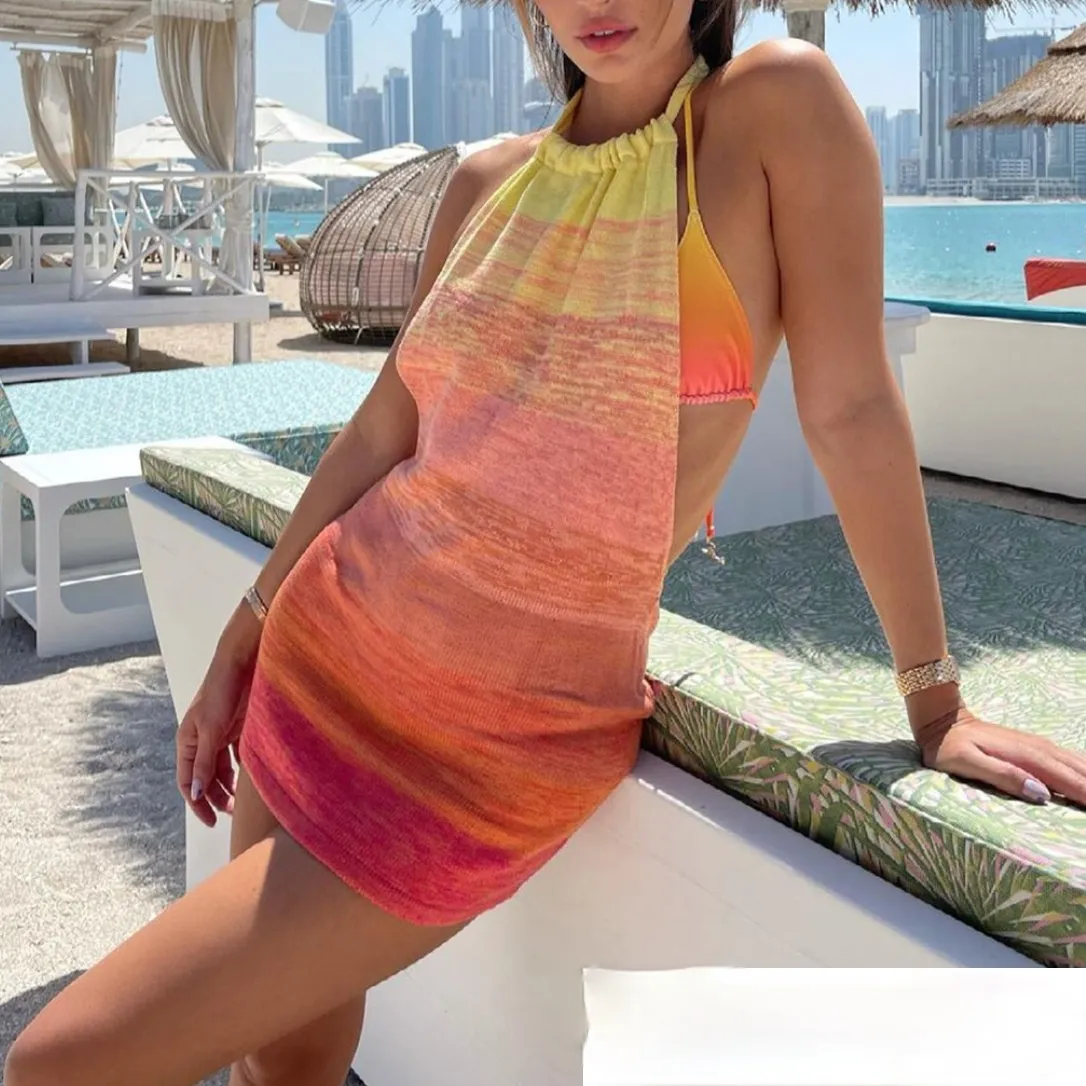 Holiday Sheath Halter Knitting Dresses