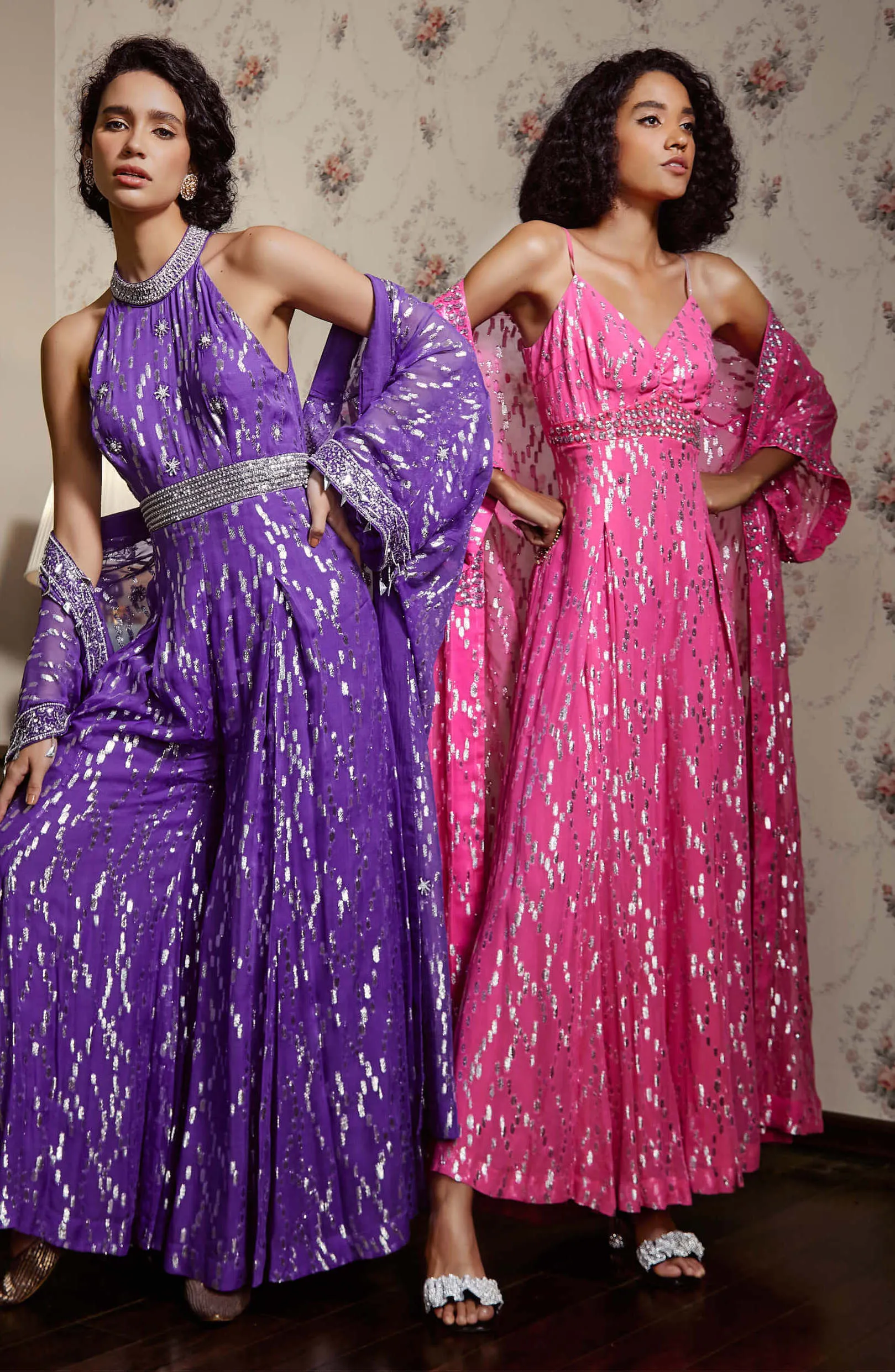 Hot pink jumpsuit and cape