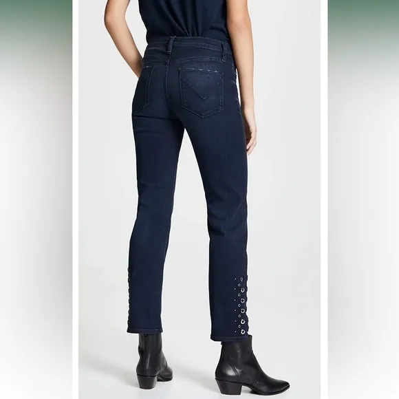 HUDSON Nico Mid Rise Cigarette Jeans w/ Grommet Detail 5 Pocket Blue Size 27 NEW
