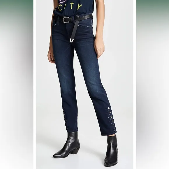 HUDSON Nico Mid Rise Cigarette Jeans w/ Grommet Detail 5 Pocket Blue Size 27 NEW