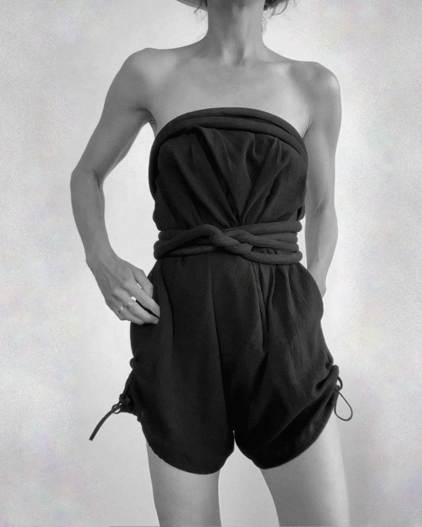 Infinite Rope Shorts Jumpsuit Sapphire Blue Crushed Silk