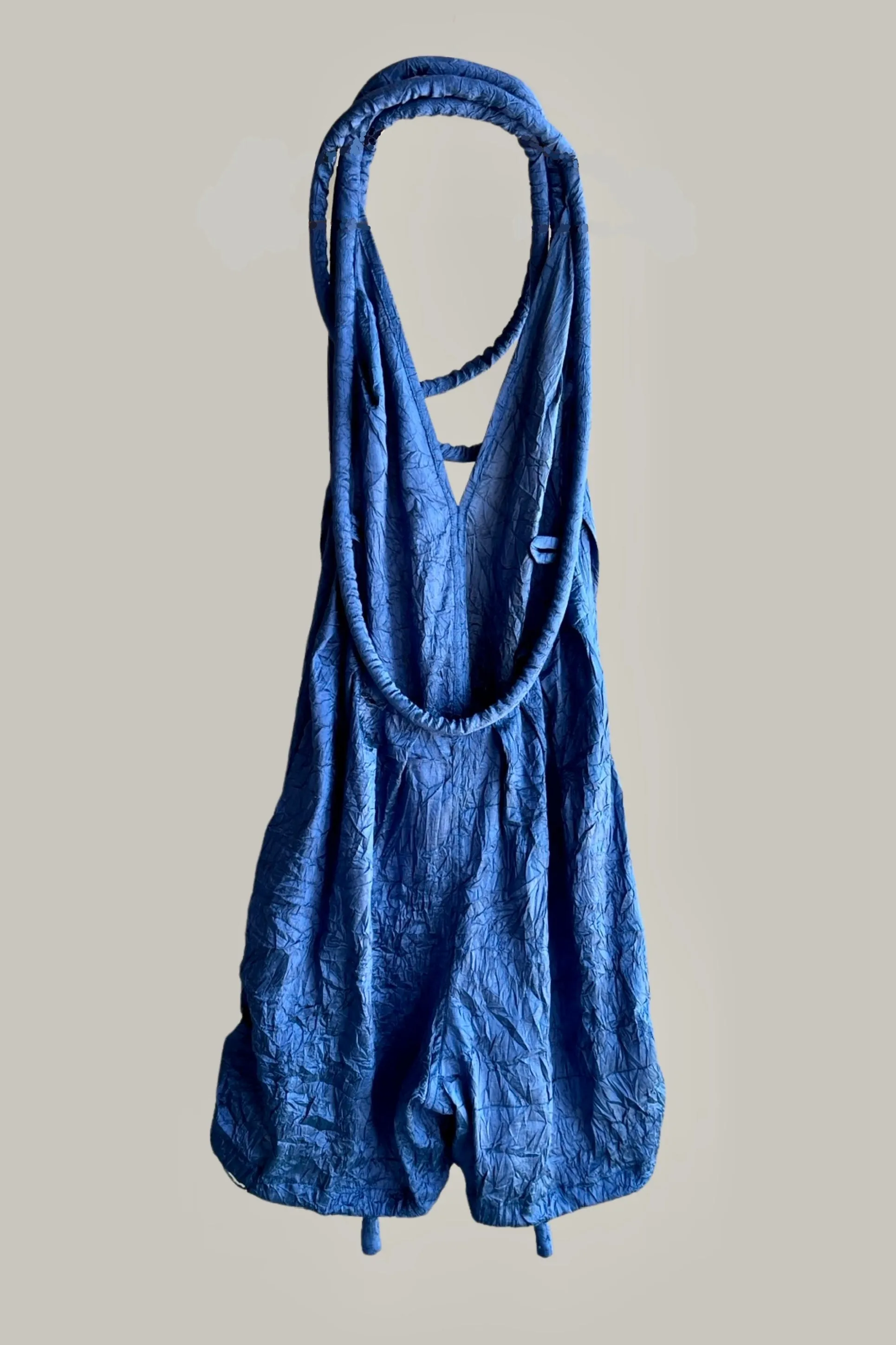 Infinite Rope Shorts Jumpsuit Sapphire Blue Crushed Silk