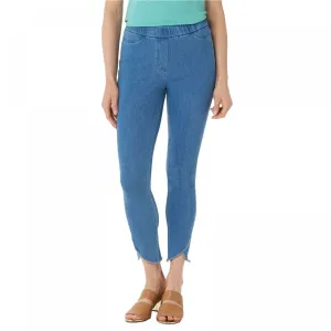 Isaac Mizrahi Live! Plus Petite Knit Denim Tulip Hem Ankle Jeans