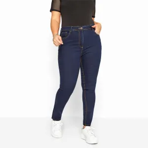 isl-a ruby women dark blue slim straight high rise stretchable jeans