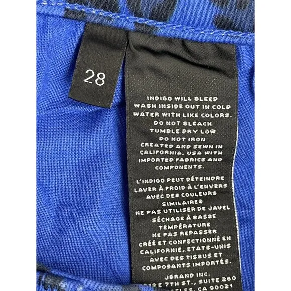 J BRAND  Blue Royal Jaguar Print Mid Rise Crop Ankle Skinny Jeans Size 28&quot;
