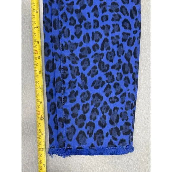 J BRAND  Blue Royal Jaguar Print Mid Rise Crop Ankle Skinny Jeans Size 28&quot;