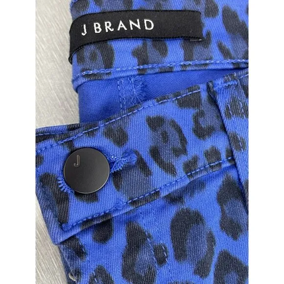 J BRAND  Blue Royal Jaguar Print Mid Rise Crop Ankle Skinny Jeans Size 28&quot;