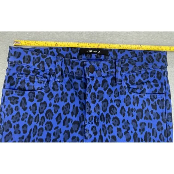 J BRAND  Blue Royal Jaguar Print Mid Rise Crop Ankle Skinny Jeans Size 28&quot;