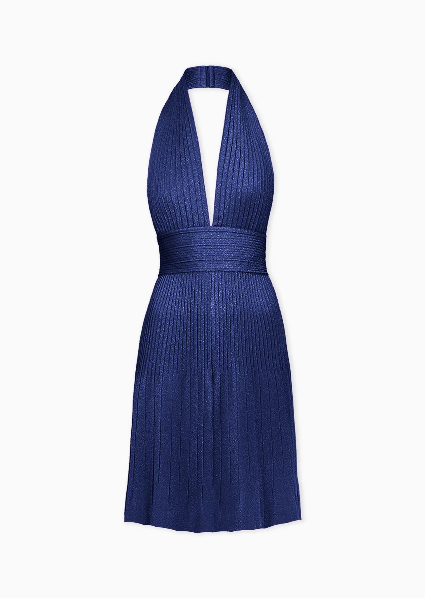 Jeanice - Shimmery Halter Dress with Plunging Neckline
