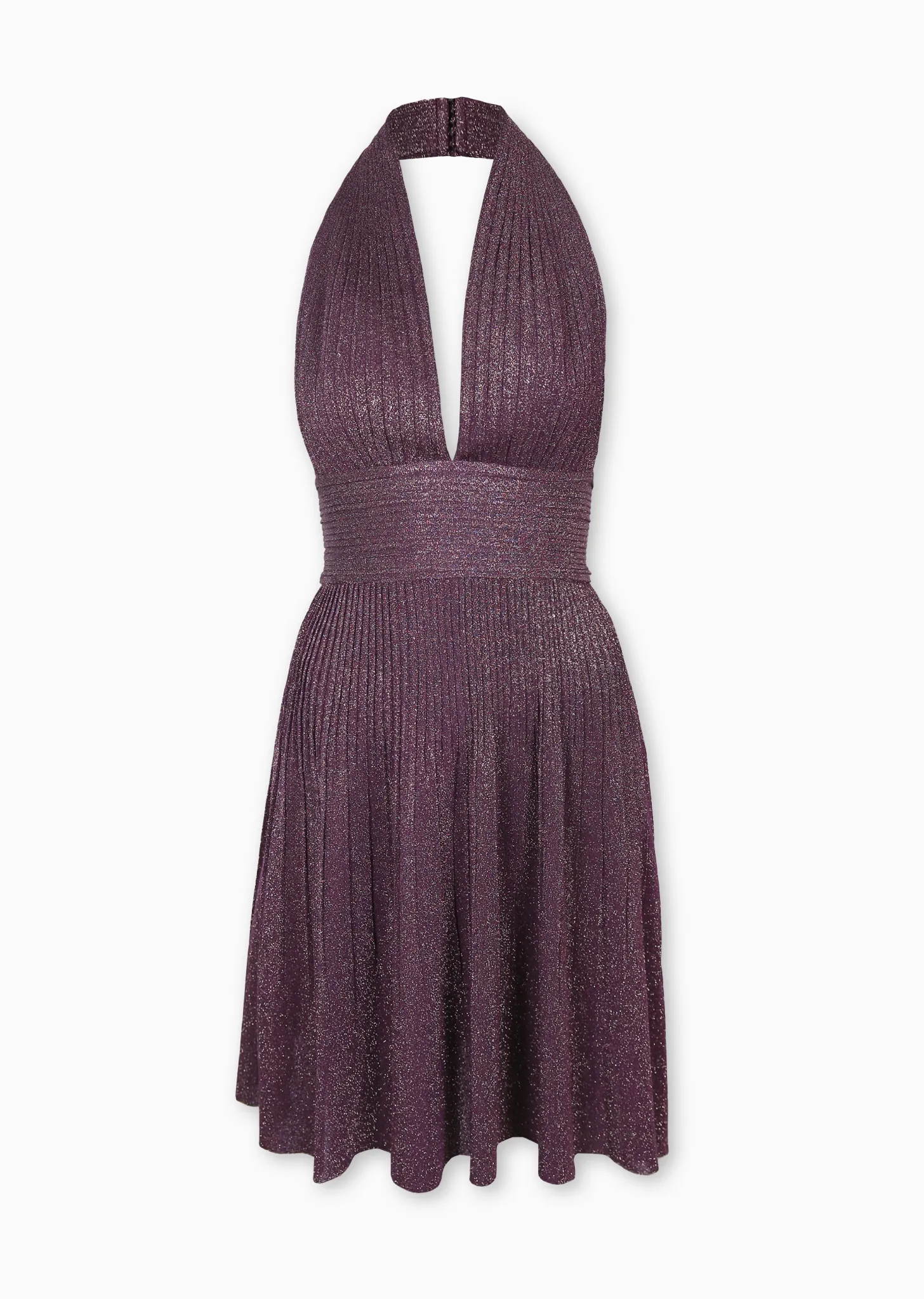 Jeanice - Shimmery Halter Dress with Plunging Neckline