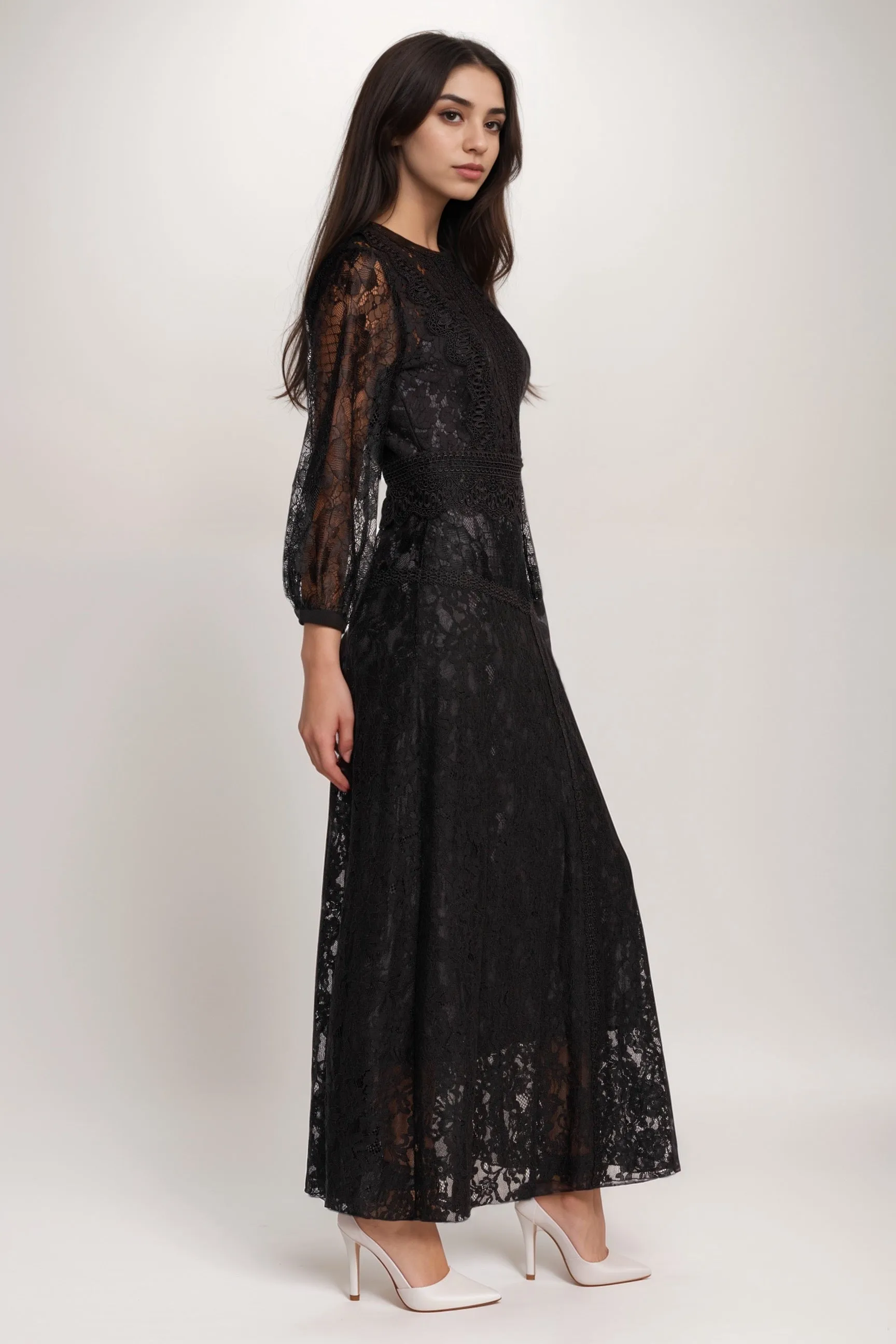 Johnny Was Biya Black Thea Lace Dress B33724-O