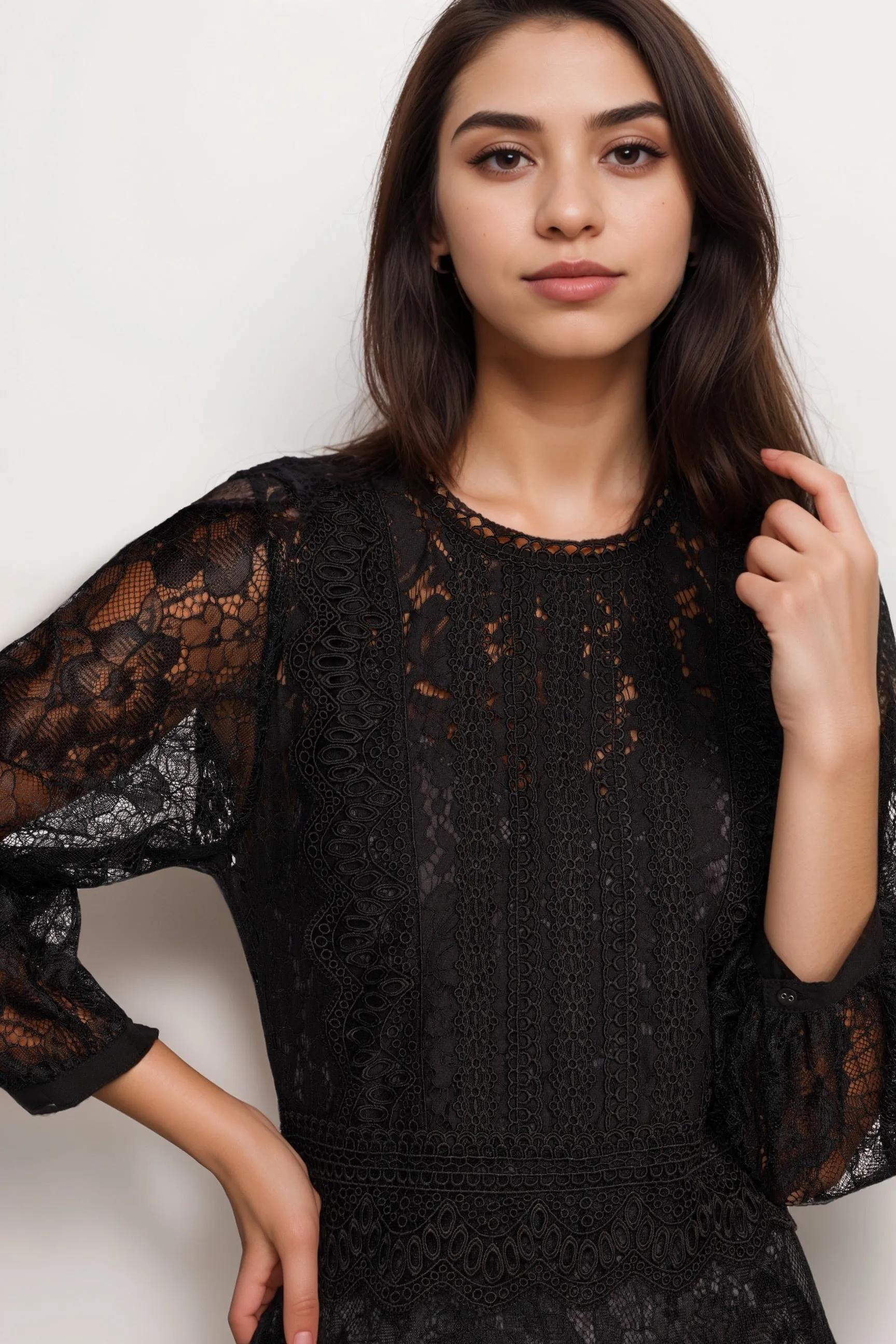 Johnny Was Biya Black Thea Lace Dress B33724-O