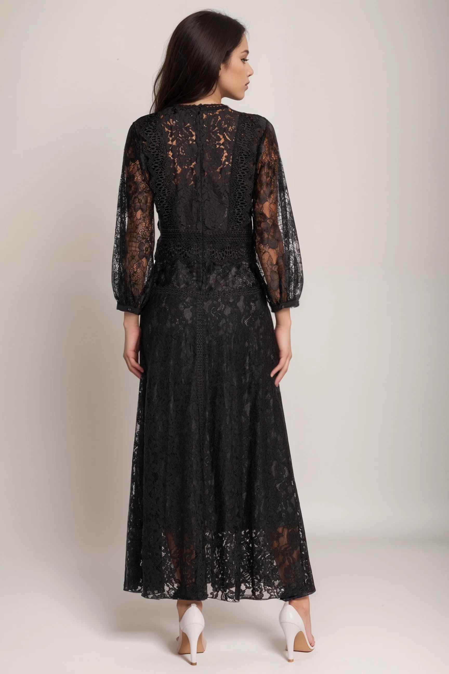 Johnny Was Biya Black Thea Lace Dress B33724-O