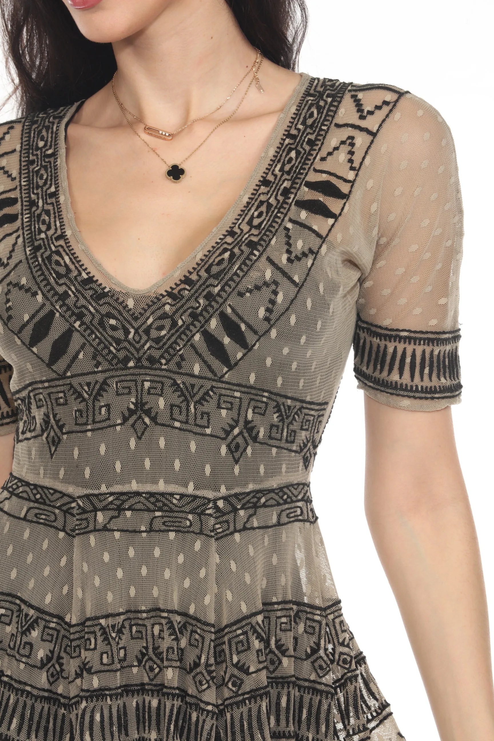 Johnny Was Biya Dakota Embroidered Mesh Dress B8686