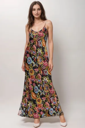 Johnny Was Black Gigianna Floral Maxi Slip Dress C35924