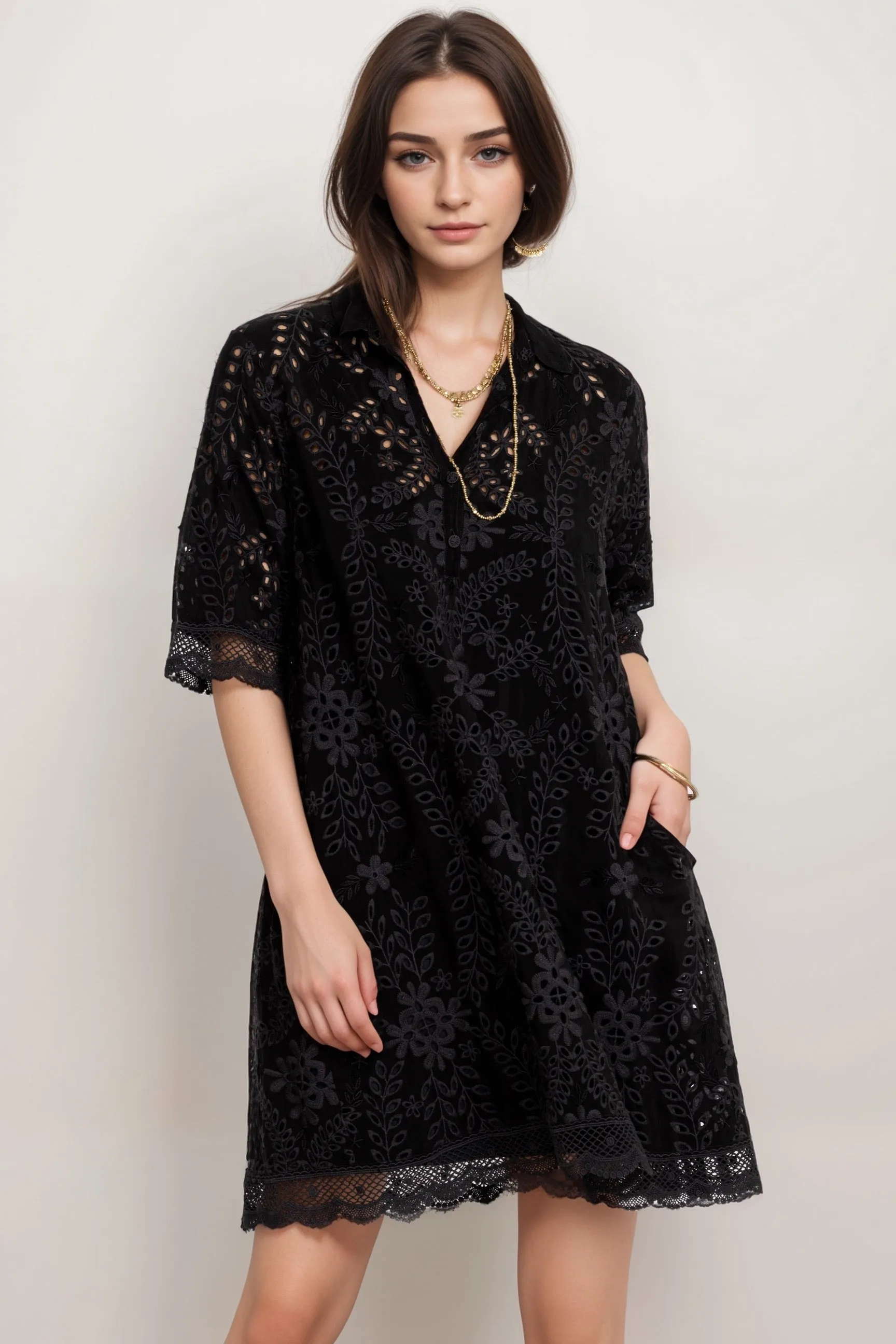 Johnny Was Black Yalladira Malfi Dress C34024