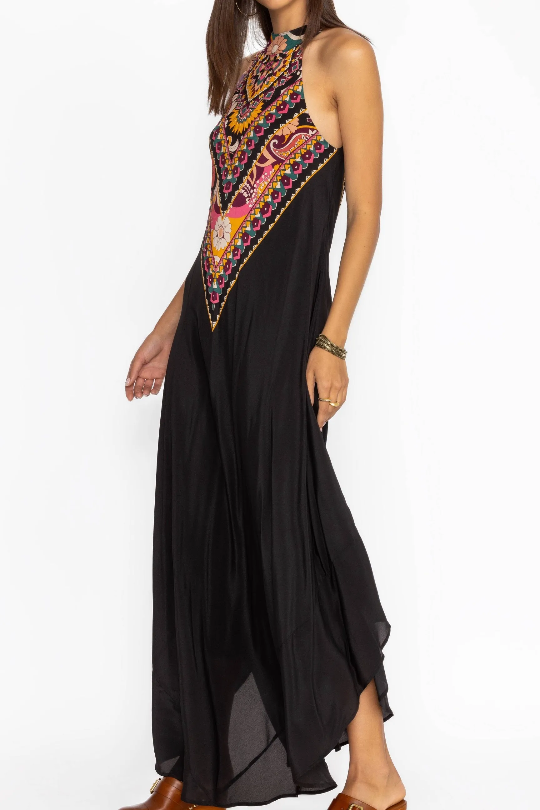 Johnny Was Jade Black Nadia Halter Maxi Dress L32624