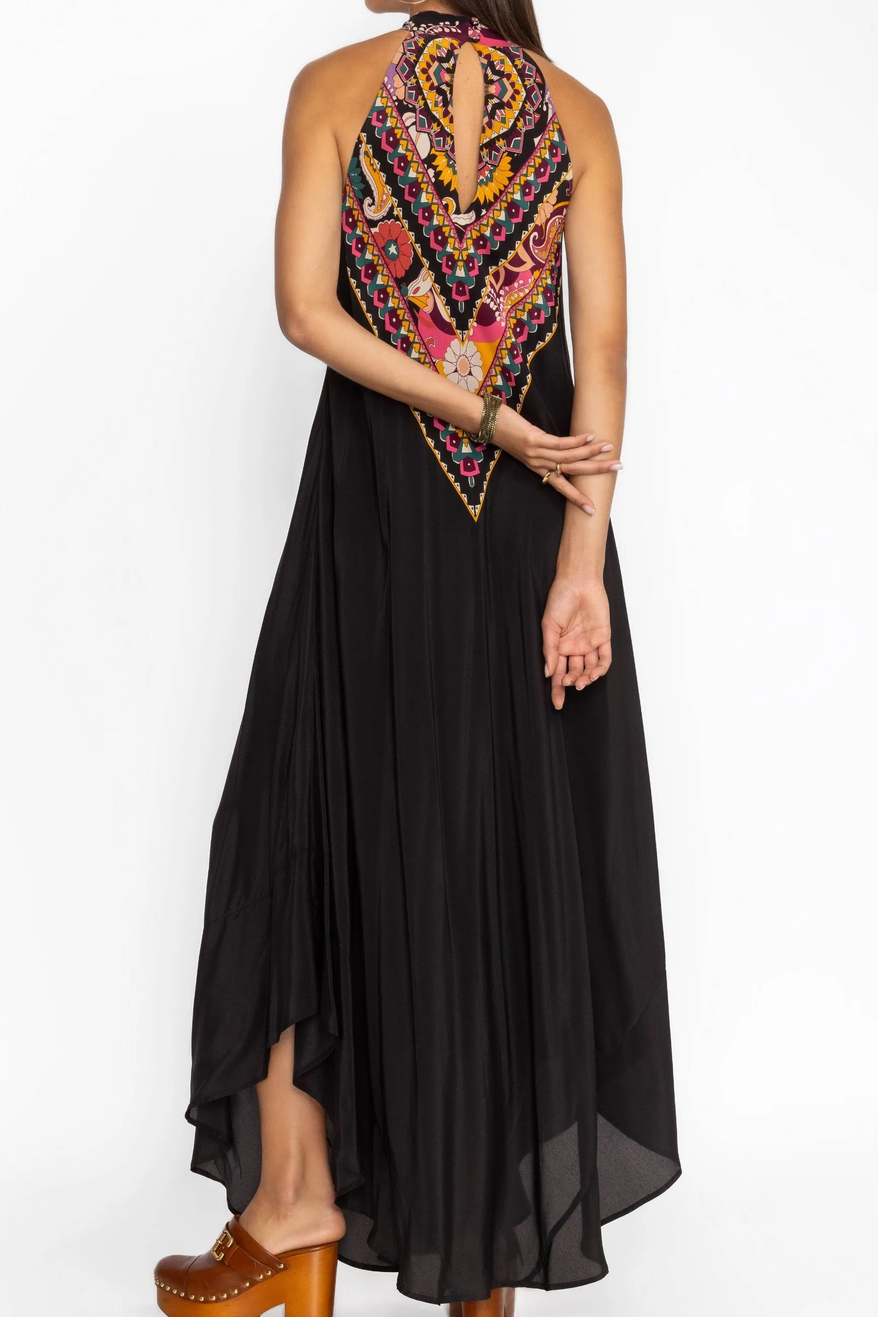 Johnny Was Jade Black Nadia Halter Maxi Dress L32624