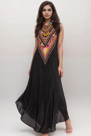 Johnny Was Jade Black Nadia Halter Maxi Dress L32624