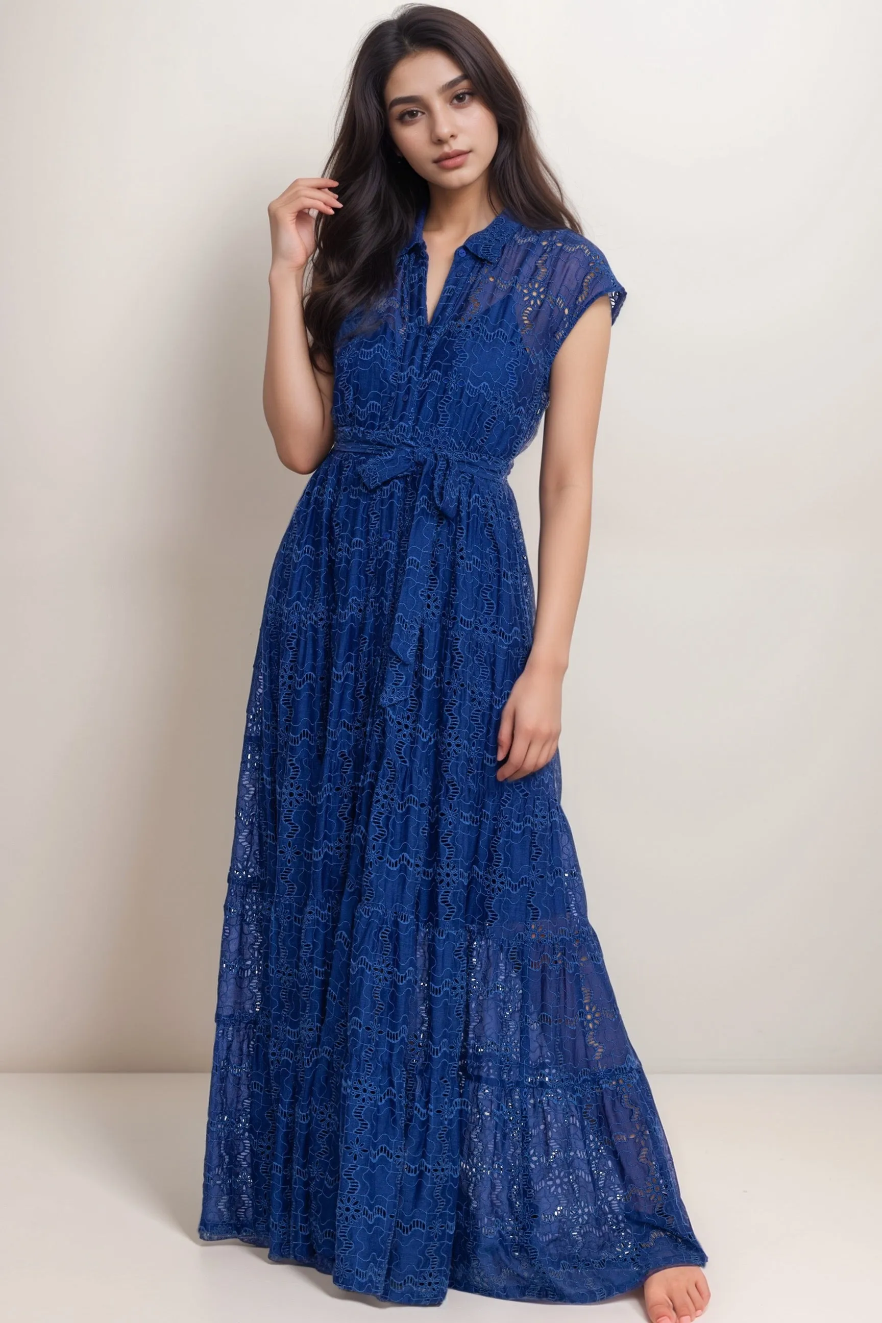 Johnny Was Jade Blue Marina Joy Silk Maxi Dress L32924-2
