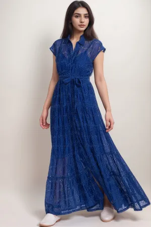 Johnny Was Jade Blue Marina Joy Silk Maxi Dress L32924-2