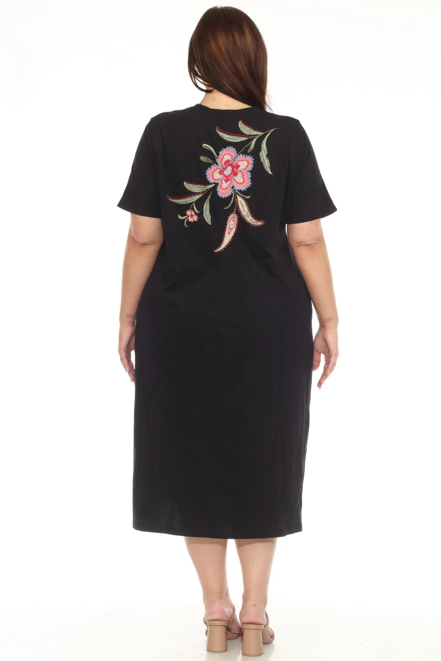 Johnny Was JWLA Black Libbi Trapunto T-Shirt Dress J30924-1 Plus Size