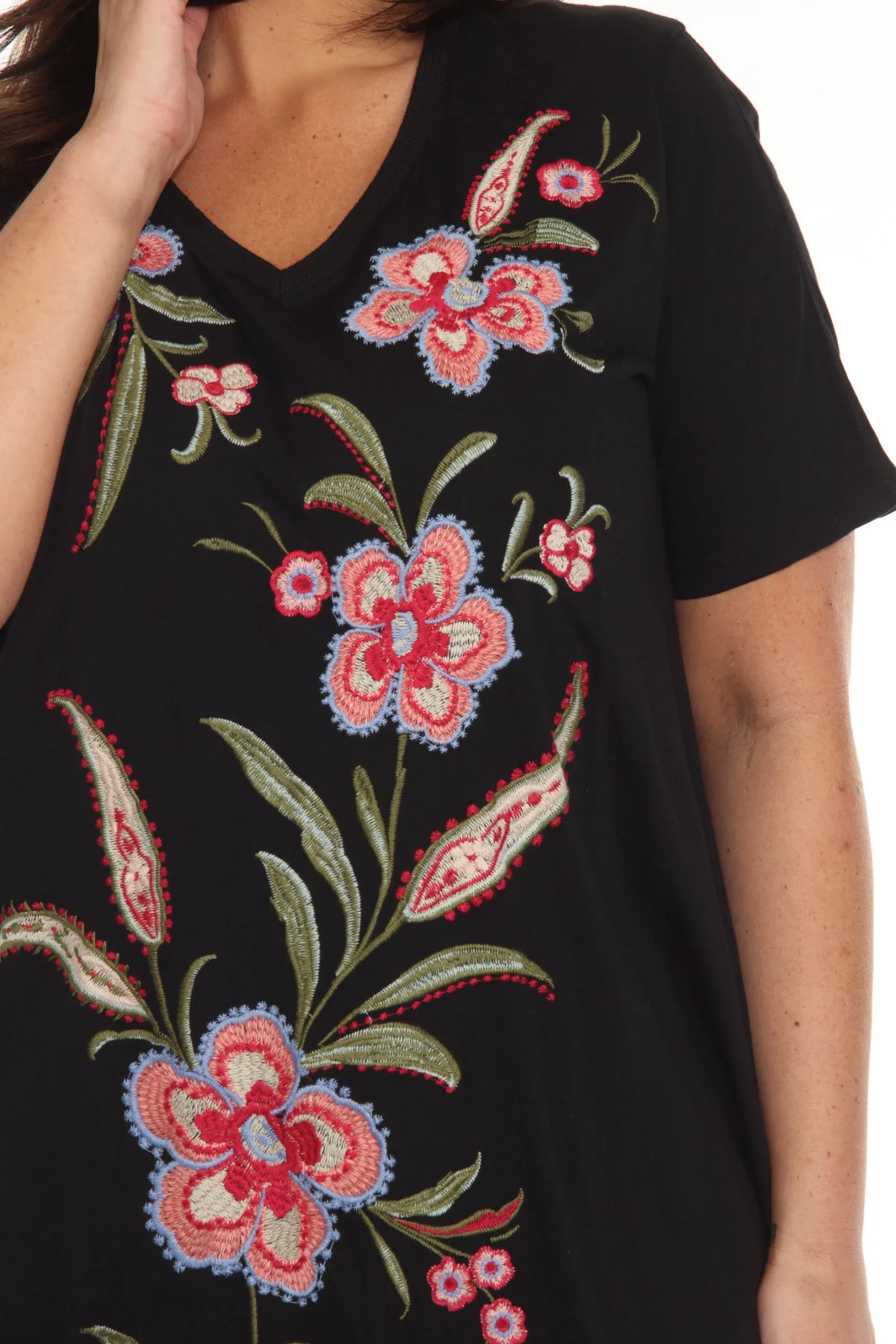 Johnny Was JWLA Black Libbi Trapunto T-Shirt Dress J30924-1 Plus Size