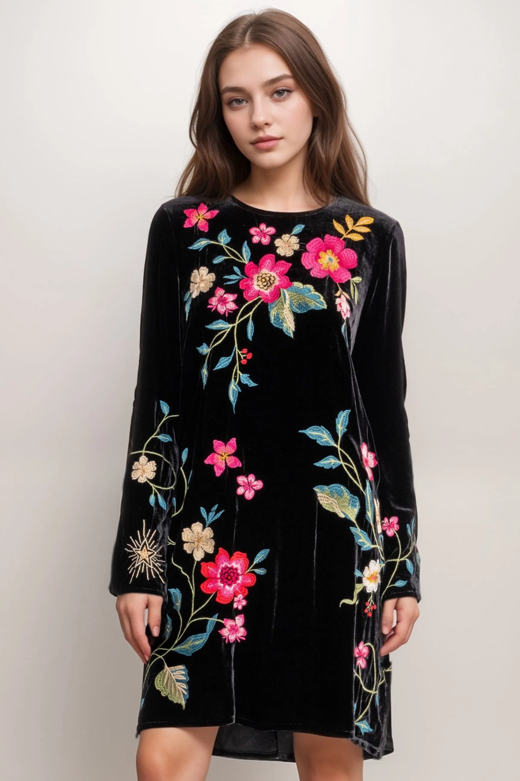 Johnny Was JWLA Rhoda Kimono Sleeve Velvet Swing Dress J34324-O