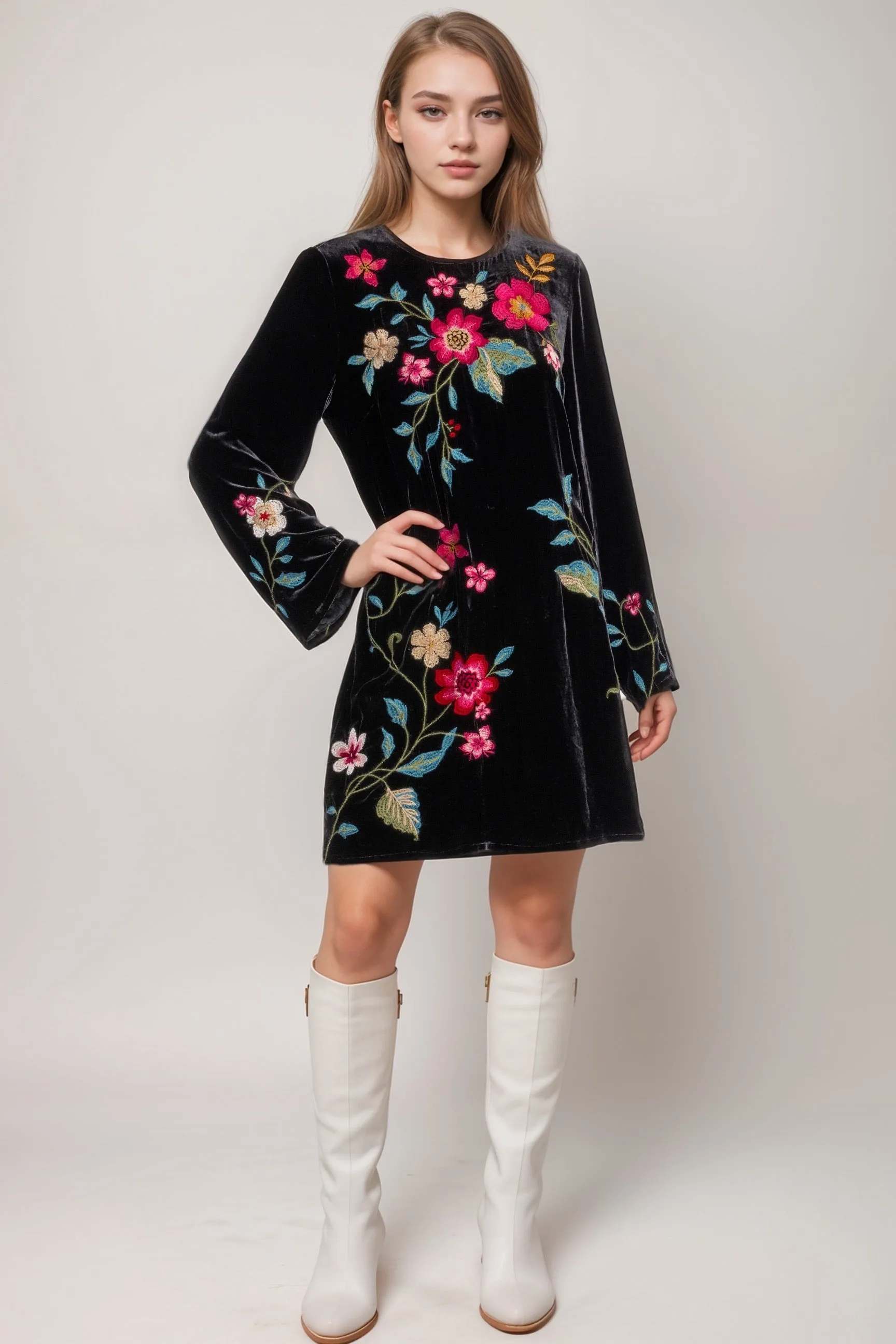 Johnny Was JWLA Rhoda Kimono Sleeve Velvet Swing Dress J34324-O