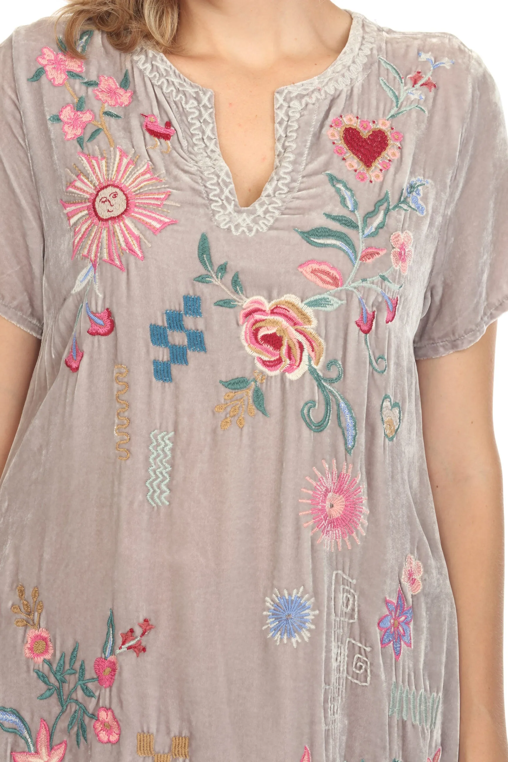 Johnny Was JWLA Silver Carmene Velvet V-Neck Shift Dress J32824