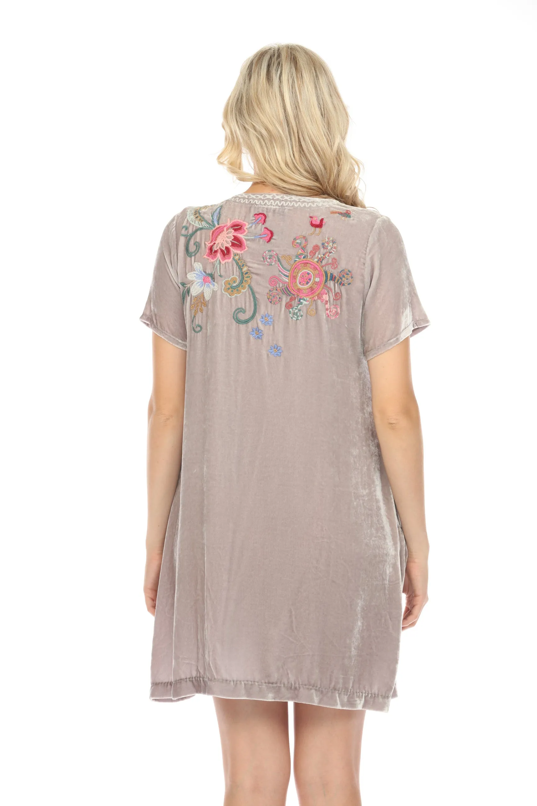 Johnny Was JWLA Silver Carmene Velvet V-Neck Shift Dress J32824