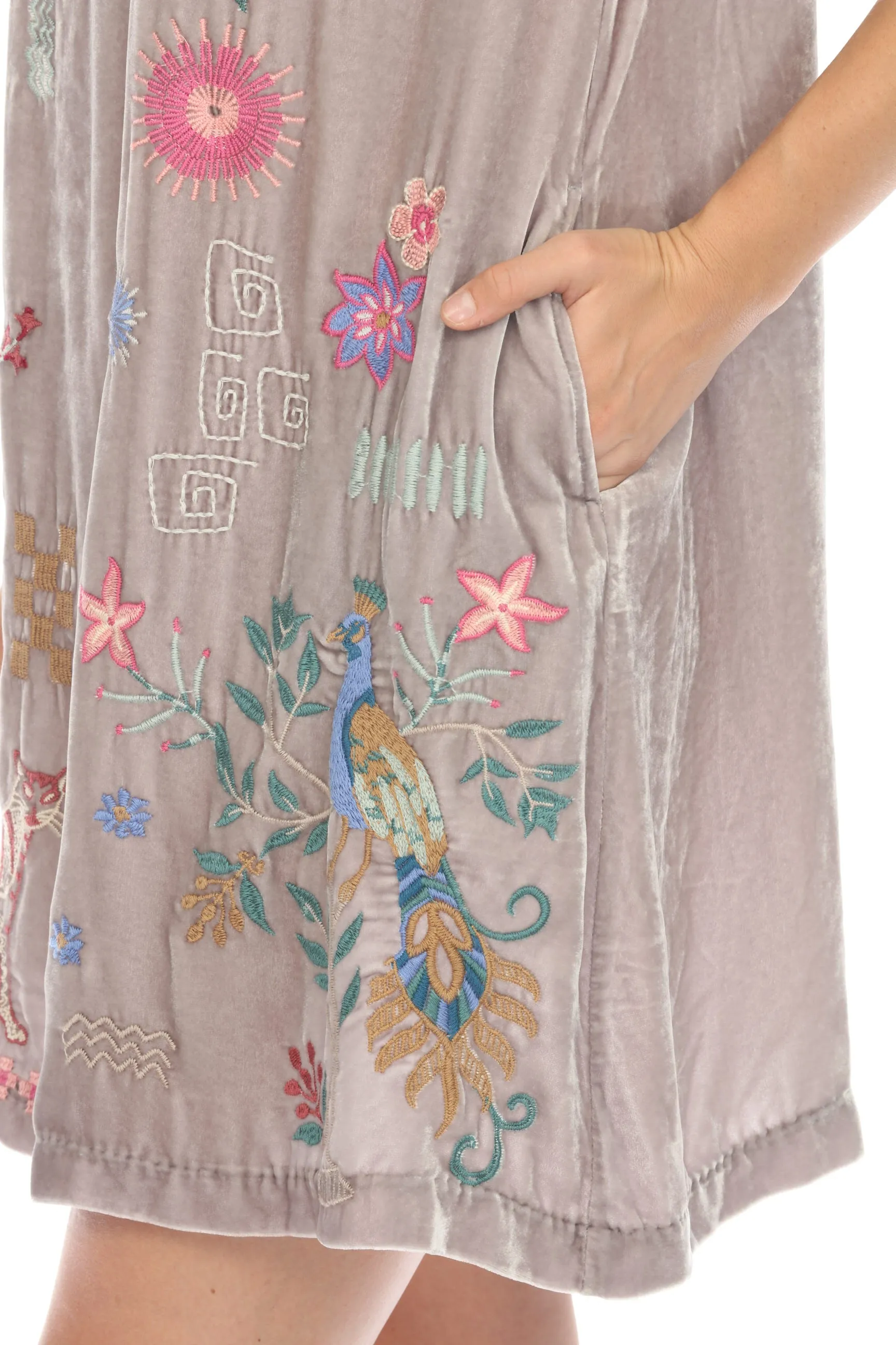 Johnny Was JWLA Silver Carmene Velvet V-Neck Shift Dress J32824