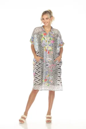Johnny Was Madrigal Muse Silk Printed Shift Dress Boho Chic C35723