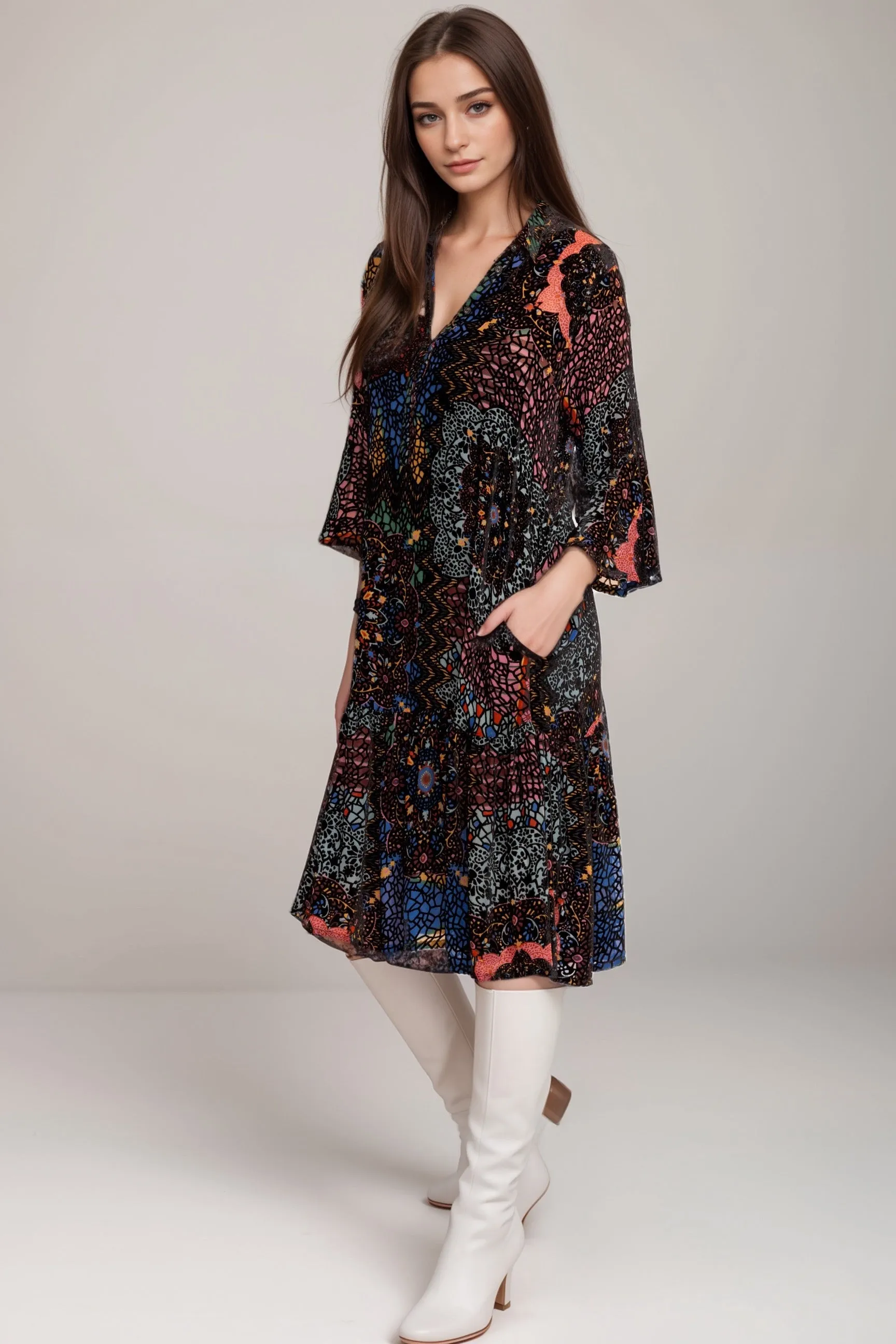Johnny Was Nash Midi Burnout Dress R37324