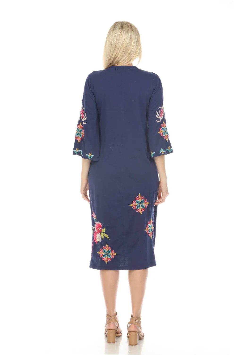 Johnny Was Navy Julie Kimono Sleeve Tee Dress Petites R32423-E